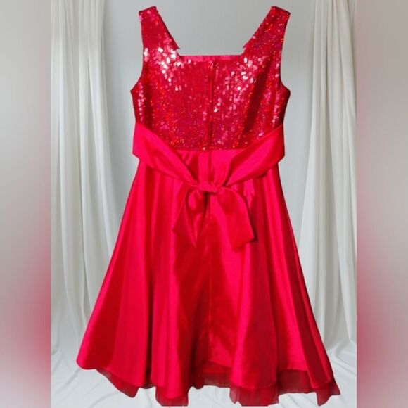 Rare Editions Vibrant Red Special Occasion Girls Holiday Dress Size 12 NWT - Picture 3 of 9